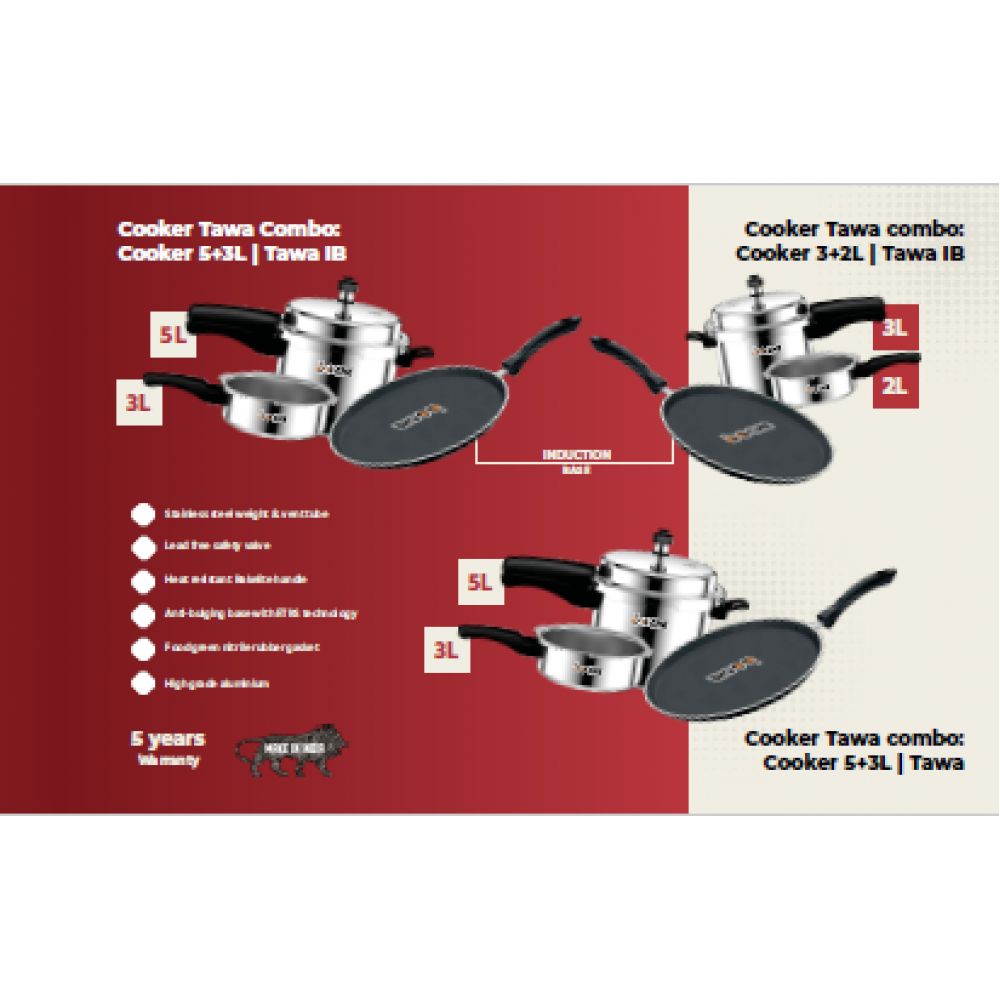 Boche Cooker Tawa Combo Cooker 5+3 Tawa ( Non-Induction Based )